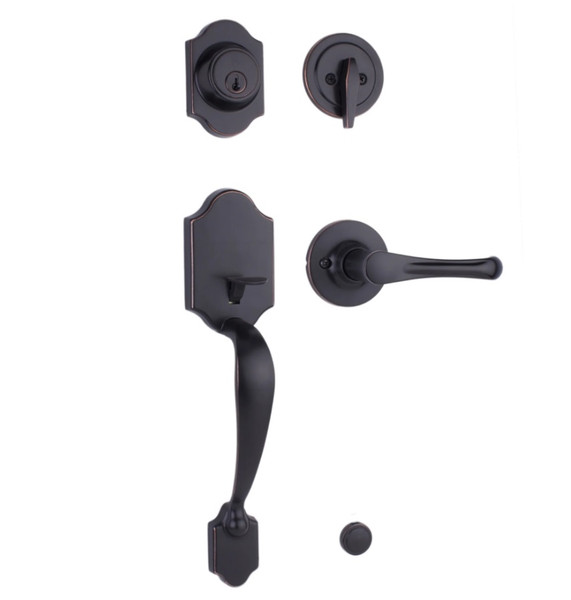 Weslock 02820-1V1FR2D Parkside Single Cylinder Handleset with Somerset Trim Oil Rubbed Bronze Finish