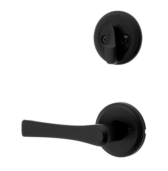 Kwikset 968KAL-514 Katella Lever Interior Dummy Handleset Trim Matte Black Finish