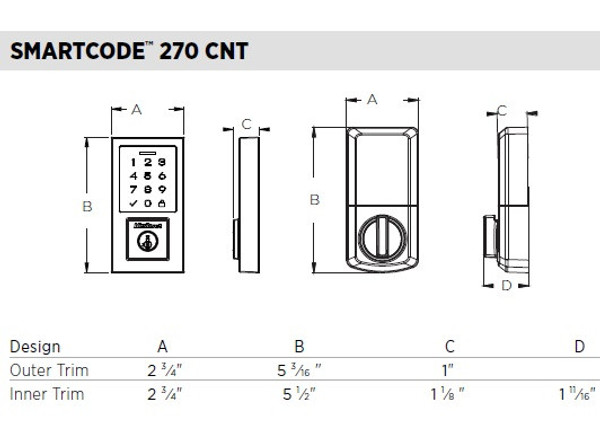 Kwikset 9270CNT-720HFLRCT-514 Contemporary SmartCode Touchpad Electronic Deadbolt SmartKey With Halifax Lever and Rectangular Rose Matte Black Finish