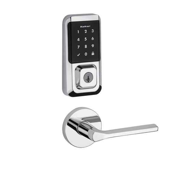 Kwikset 939WIFITSCR-720LSLRDT-26 Halo Wi-Fi Enabled Smart Lock Deadbolt with Touchscreen and Libson Lever with Round Rose Bright Chrome Finish