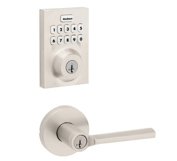 Kwikset HC620CNT-ZW700-740LSLRDT-15 Touchpad Electronic Deadbolt with Z-Wave with Libson Keyed Lever and Round Rose Satin Nickel Finish