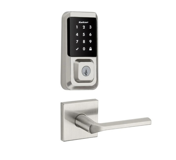 Kwikset 939WIFITSCR-720LSLSQT-15 Halo Wi-Fi Enabled Smart Lock Deadbolt with Touchscreen and Libson Lever with Square Rose Satin Nickel Finish