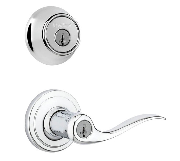 Kwikset 660-740TNL-26 Bright Chrome Single Cylinder Deadbolt with Tustin Keyed Entry Lever