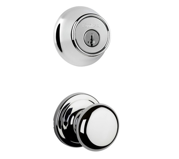 Kwikset 660-720H-26 Bright Chrome Single Cylinder Deadbolt with Hancock Passage Knob