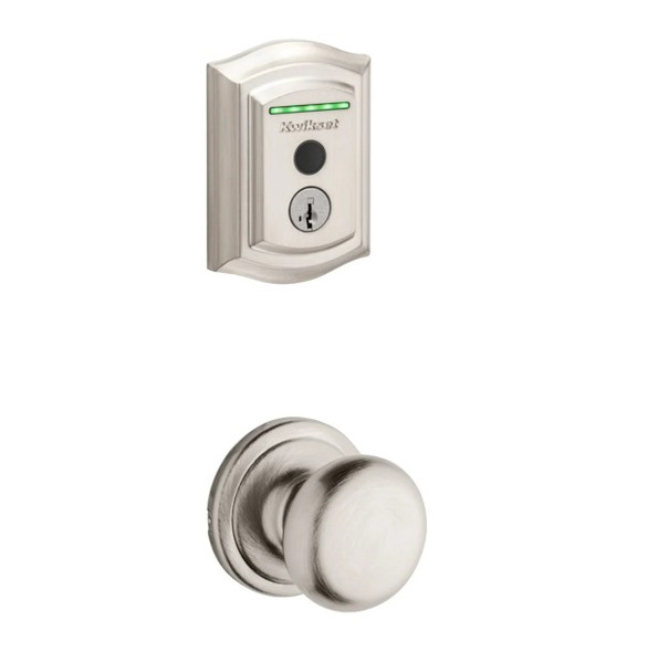 Kwikset 959TRLFPRT-720H-15 Halo Touch Traditional Fingerprint Deadbolt with Built-in Wifi and Hancock Passage Knob Satin Nickel Finish