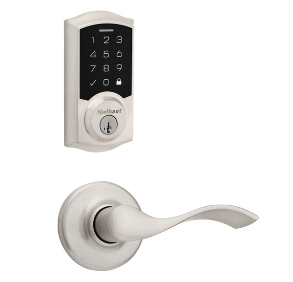 Kwikset 9270TRL-200BL-15 Traditional SmartCode Touchpad Electronic Deadbolt SmartKey with Balboa Passage Lever Satin Nickel Finish