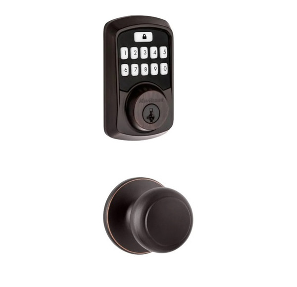 Kwikset 942BLE-200CV-11P Aura Bluetooth Keypad Electronic Deadbolt with Cove Passage Knob Venetian Bronze Finish