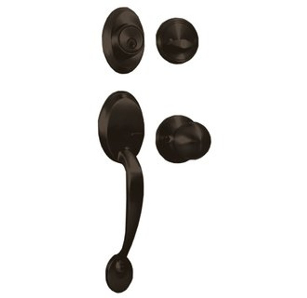 Weslock 02810-1G1FR2D Hillcrest Single Cylinder Handleset with Hudson Trim with Adjustable Latch and Round Corner Strikes Oil Rubbed Bronze Finish
