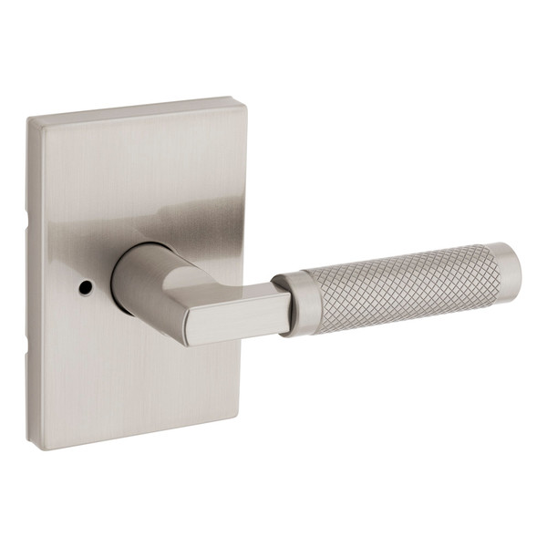 Kwikset 730PVLRCT-15 Prava Lever with Rectangular Rose Privacy Door Lock with 6AL Latch and RCS Strike Satin Nickel Finish