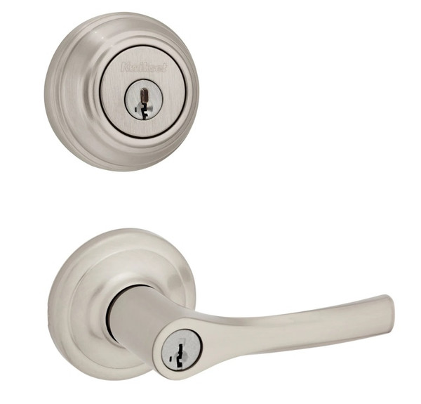 Kwikset 980-405HYL-15 Satin Nickel Single Cylinder Deadbolt with Henley Keyed Entry Lever