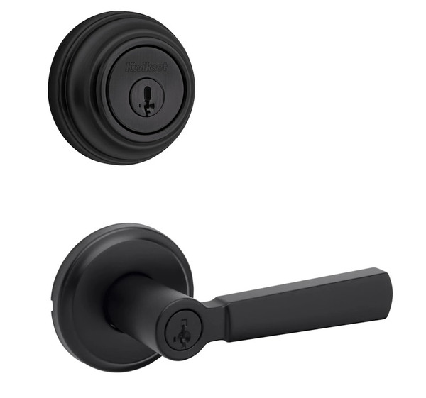 Kwikset 980-740PHL-514 Matte Black Single Cylinder Deadbolt with Perth Keyed Entry Lever
