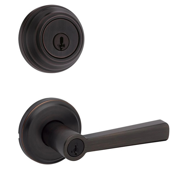 Kwikset 980-740TDL-11P Venetian Bronze Single Cylinder Deadbolt with Trafford Keyed Entry Lever