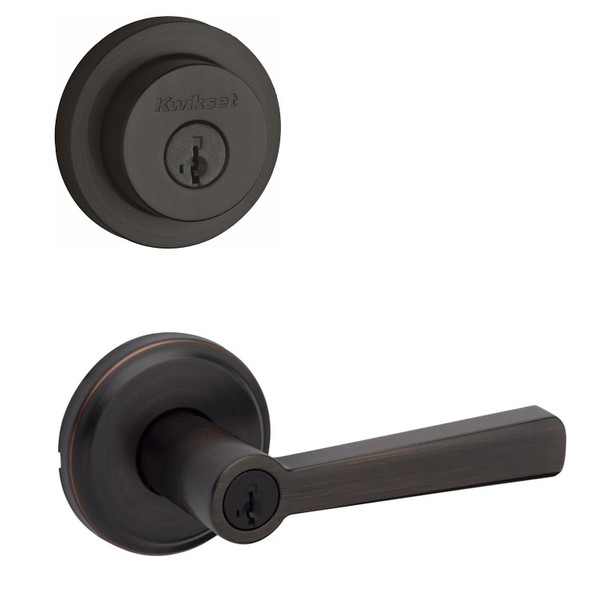 Kwikset 158RDT-740TDL-11P Venetian Bronze Milan Single Cylinder Deadbolt with Trafford Keyed Entry Lever 