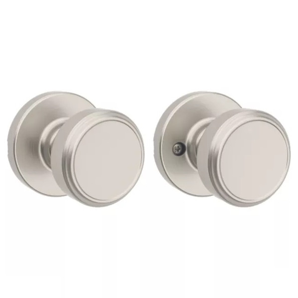 Kwikset 200MNKRDT-15 Maven Knob Round Rose Passage Door Lock with 6AL Latch and RCS Strike Satin Nickel Finish