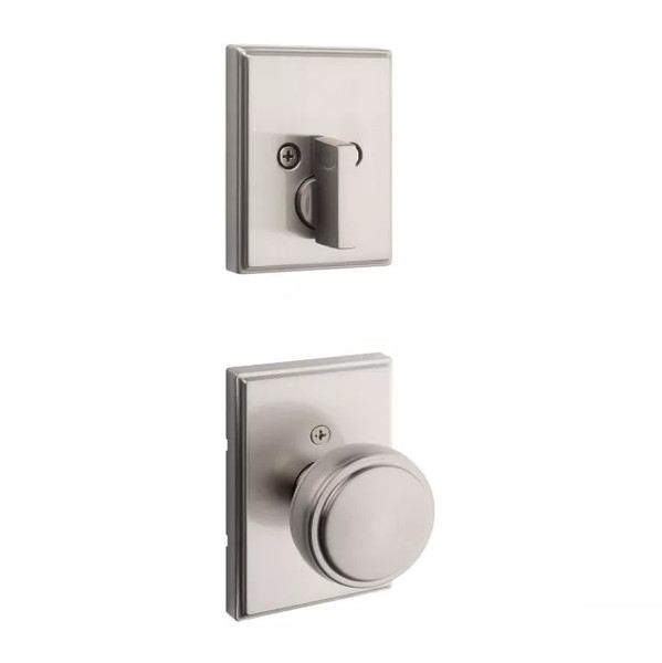 Kwikset 971SOKTRCT-15 Single Cylinder Interior Sora Knob with Traditional Rectangular Rose Trim Satin Nickel Finish