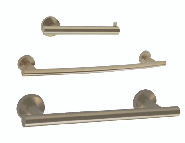 Amerock ARRONDIBBZ2 Bathroom Kit with BH26540BBZ Tissue Roll Holder BH26546BBZ Towel Bar BH26543BBZ Towel Bar Golden Champagne Finish