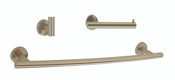Amerock ARRONDIBBZ12 Bathroom Kit with BH26540BBZ Tissue Roll Holder BH26543BBZ Towel Bar BH26542BBZ Robe Hook Golden Champagne Finish