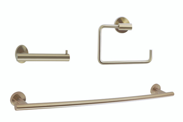 Amerock ARRONDIBBZ3 Bathroom Kit with BH26540BBZ Tissue Roll Holder BH26541BBZ Towel Ring BH26544BBZ Towel Bar Golden Champagne Finish