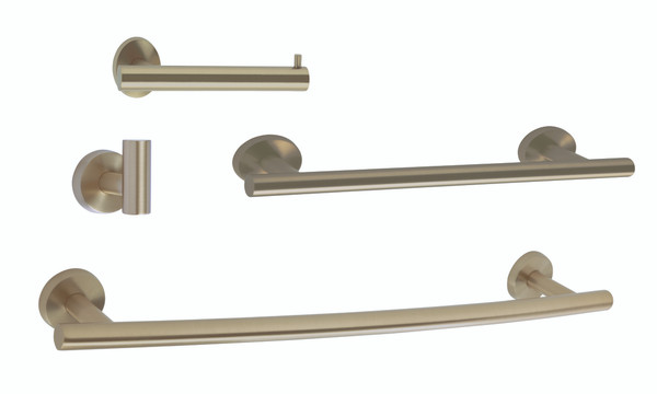 Amerock ARRONDIBBZ6 Bathroom Kit with BH26540BBZ Tissue Roll Holder BH26546BBZ Towel Bar BH26543BBZ Towel Bar BH26542BBZ Robe Hook Golden Champagne Finish