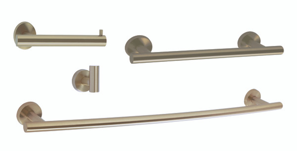 Amerock ARRONDIBBZ8 Bathroom Kit with BH26540BBZ Tissue Roll Holder BH26546BBZ Towel Bar BH26544BBZ Towel Bar BH26542BBZ Robe Hook Golden Champagne Finish
