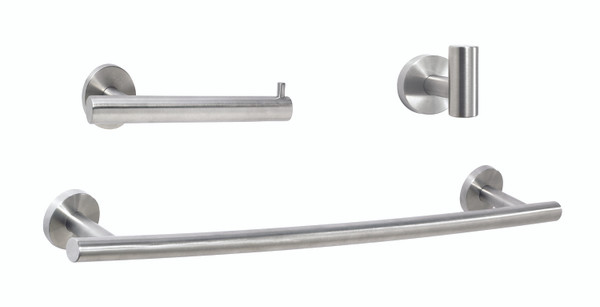 Amerock ARRONDISS12 Bathroom Kit with BH26540SS Tissue Roll Holder BH26543SS Towel Bar BH26542SS Robe Hook Stainless Steel Finish
