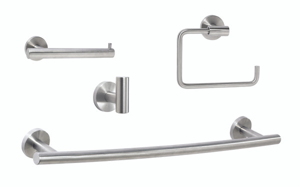 Amerock ARRONDISS5 Bathroom Kit with BH26540SS Tissue Roll Holder BH26541SS Towel Ring BH26543SS Towel Bar BH26542SS Robe Hook Stainless Steel Finish