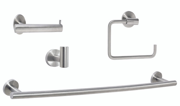 Amerock ARRONDISS7 Bathroom Kit with BH26540SS Tissue Roll Holder BH26541SS Towel Ring BH26544SS Towel Bar BH26542SS Robe Hook Stainless Steel Finish
