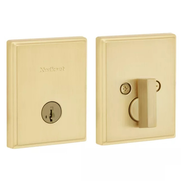 Kwikset 258TRCT-4S.STRKP Crosstown Low Profile Single Cylinder SmartKey Deadbolt with 6AL Latch and STRKP Strike Pack which includes Square Corner, Round Corner and 5303 Round Corner Full Lip Strikes Satin Brass Finish Kwikset 258TRCT-4S.STRKP Crosstown Low Profile Single Cylinder SmartKey Deadbolt with 6AL Latch and STRKP Strike Pack which includes Square Corner, Round Corner and 5303 Round Corner Full Lip Strikes Satin Brass Finish