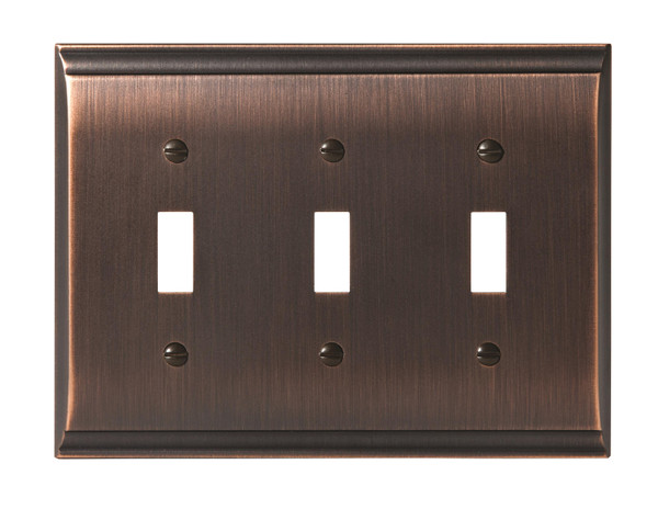 Amerock BP36502ORB 4-9/10" x 6-1/2" Candler Triple Toggle Wall Plate Oil Rubbed Bronze Finish