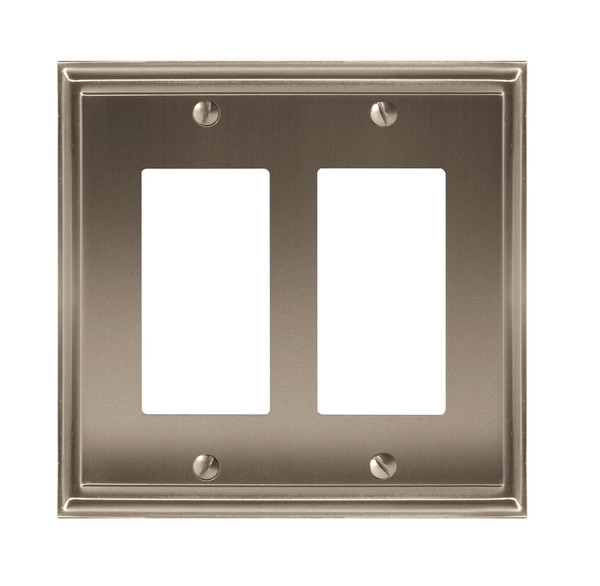 Amerock BP36519G10 7-3/10" x 4-3/4" Mulholland Double Rocker Wall Plate Satin Nickel Finish