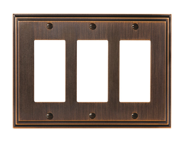Amerock BP36520ORB 7-3/10" x 4-3/4" Mulholland Triple Rocker Wall Plate Oil Rubbed Bronze Finish