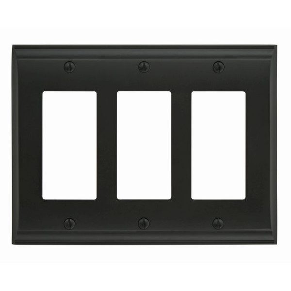 Amerock BP36506BBR 8-3/10" x 6-3/10" Candler Triple Rocker Wall Plate Black Bronze Finish