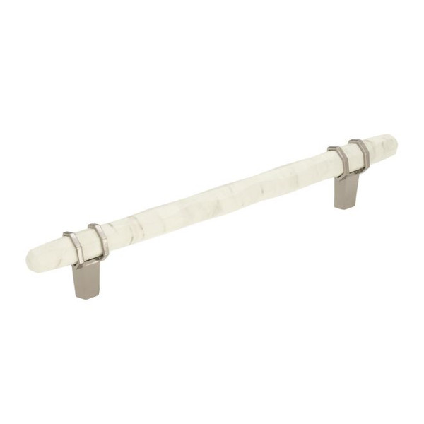 Amerock BP36650MWPN Carrione 6-5/16" Center to Center Cabinet Pull Marble White and Polished Nickel Finish