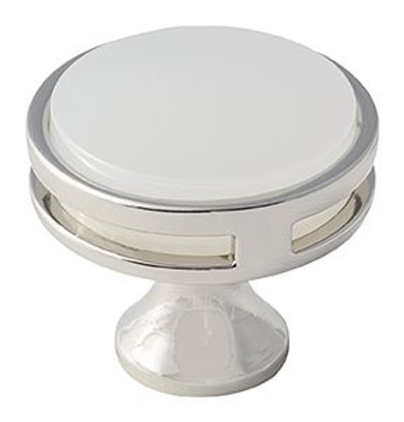 Amerock BP36608PNFA 1-3/8" (35 mm) Diameter Frosted Acrylic Oberon Cabinet Knob Bright Nickel Finish