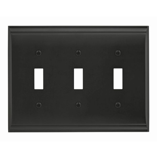 Amerock BP36502BBR 4-9/10" x 6-1/2" Candler Triple Toggle Wall Plate Black Bronze Finish