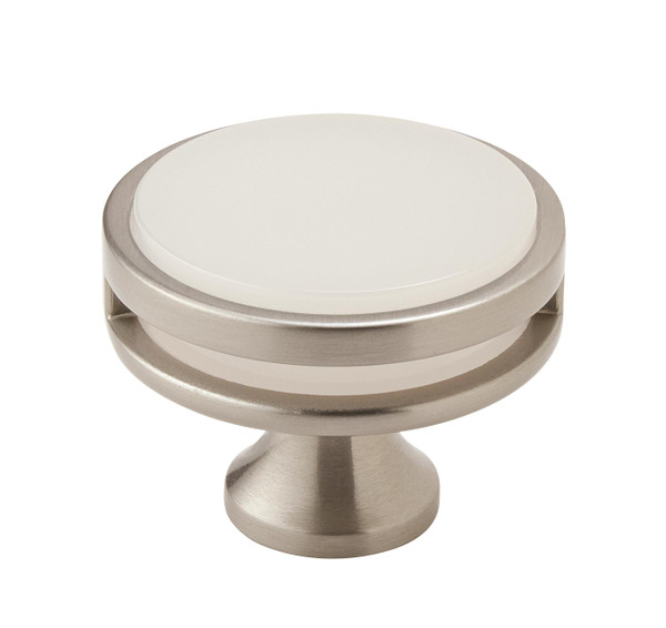 Amerock BP36609G10FA 1-3/4" (44 mm) Diameter Frosted Acrylic Oberon Cabinet Knob Satin Nickel Finish
