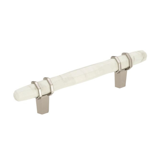 Amerock BP36648MWPN Carrione 3-3/4" Center to Center Cabinet Pull Marble White and Polished Nickel Finish