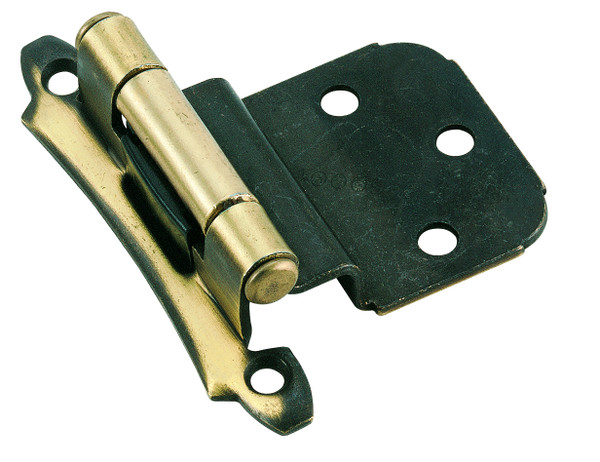 Amerock BPR7928AE 3/8" (10 mm) Inset Self Closing Face Mount Cabinet Hinge 2 Pack Antique Brass Finish