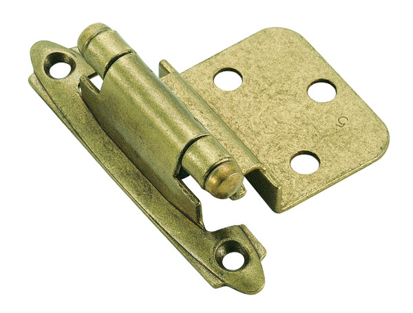 Amerock BPR3428BB 3/8" (10 mm) Inset Self Closing Face Mount Cabinet Hinge 2 Pack Burnished Brass Finish
