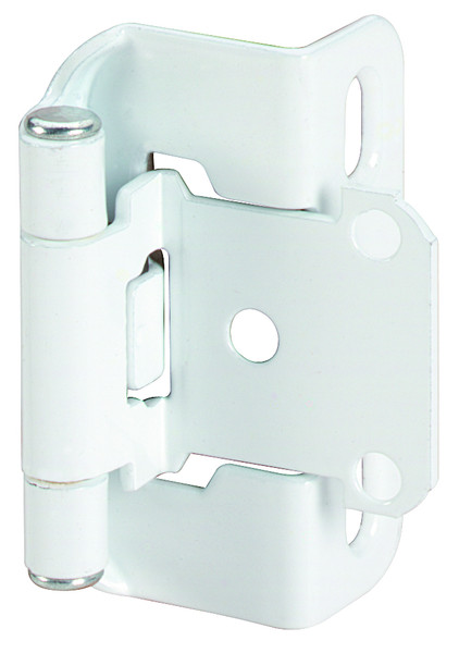 Amerock BPR7550W 1/2" (13 mm) Overlay Self Closing Partial Wrap Cabinet Hinge 2 Pack White Finish