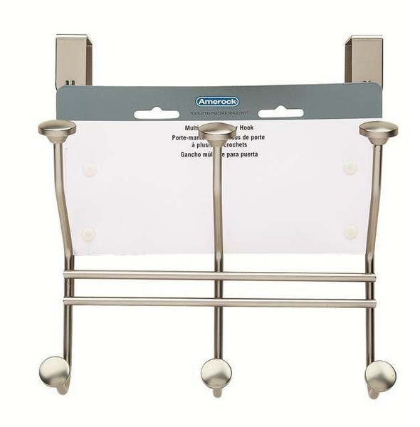 Amerock H55548S Multi Over-the-Door Hook Rack Silver Finish Amerock H55548S Multi Over-the-Door Hook Rack Silver Finish