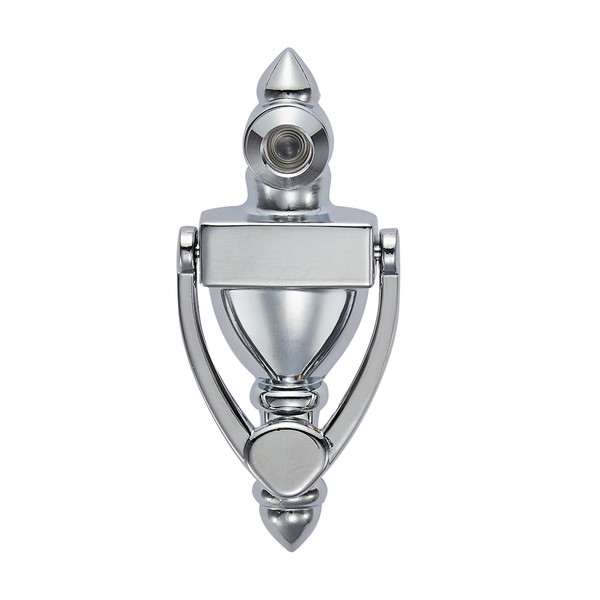GEO KV160UL-PC 4" Door Knocker with 20 Minute UL Fire Rated 160 Degree Door Viewer for 1/2" Hole for 1-1/8" to 1-7/8" Door Polished Chrome Finish