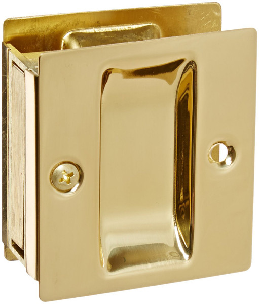 Don-Jo PDL-100-605x625 Polished Brass x Polished Chrome Passage Pocket Door Lock