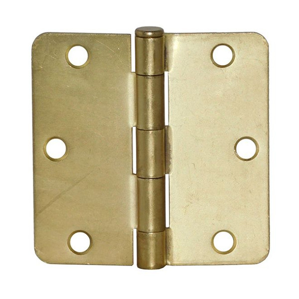 Don-Jo RPB73535-14-633 US4 Satin Brass Plated, Clear Coated 3-1/2" 1/4 Radius Residential Hinge