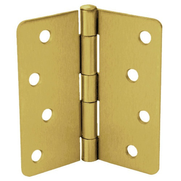 Don-Jo RPB74040-14-633 US4 Satin Brass Plated, Clear Coated 4" 1/4 Radius Residential Hinge