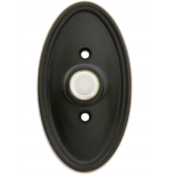 Emtek 2402US19 Flat Black Doorbell Button with Oval Rosette