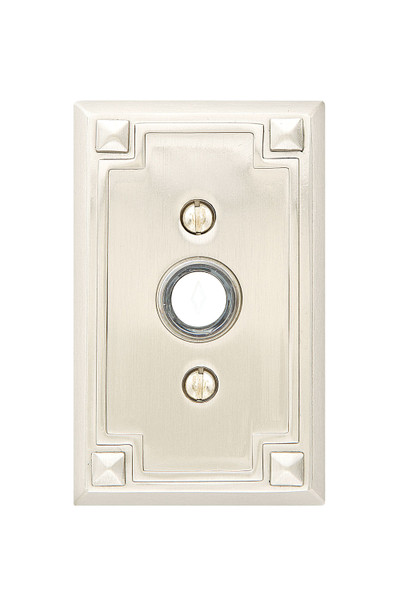 Emtek 2451US19 Flat Black Doorbell Button with Arts & Crafts Rosette