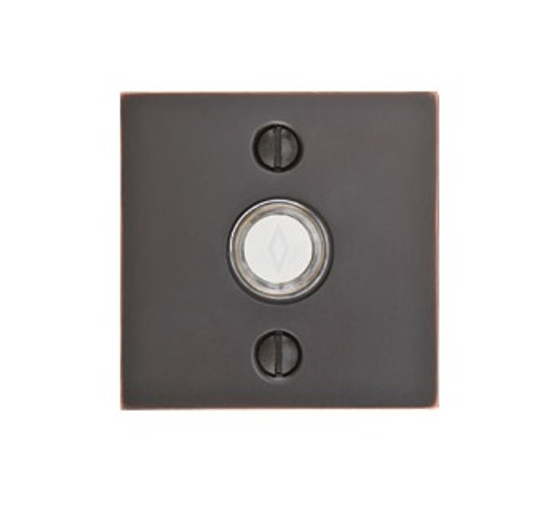 Emtek 2459US19 Flat Black Doorbell Button with Square Rosette