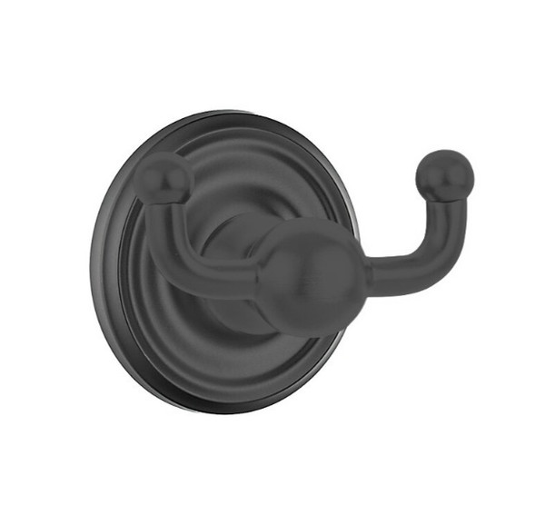 Emtek 2609US19 Flat Black Traditional Brass Double Hook with Rosette