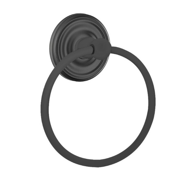 Emtek 2601US19 Flat Black Traditional Brass Towel Ring